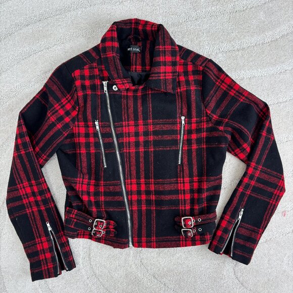 Wet Seal Plaid Moto Jacket - Picture 1 of 4